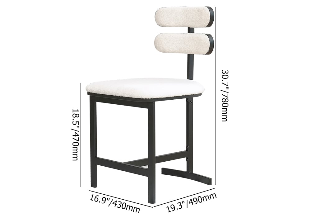 HMR Modern Wood Dining Chairs with PU Leather - White, Boucle, 2-Pieces