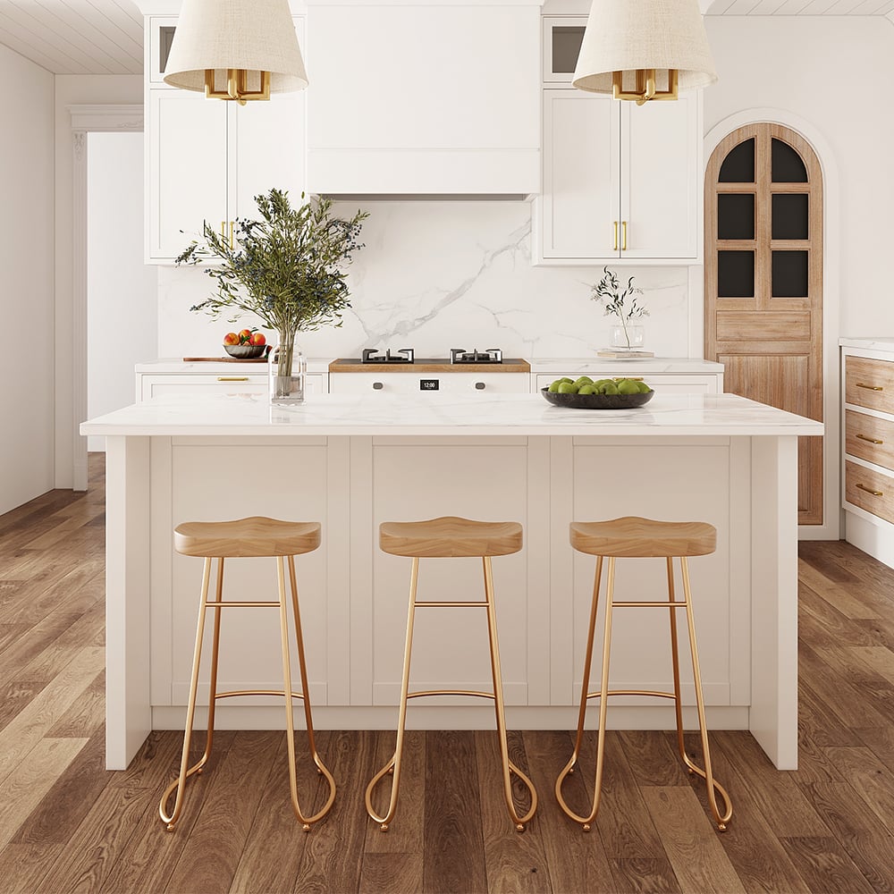 HMR 72" Modern Style Laminate Kitchen Islands with Multi-Storage - White, Sintered Stone