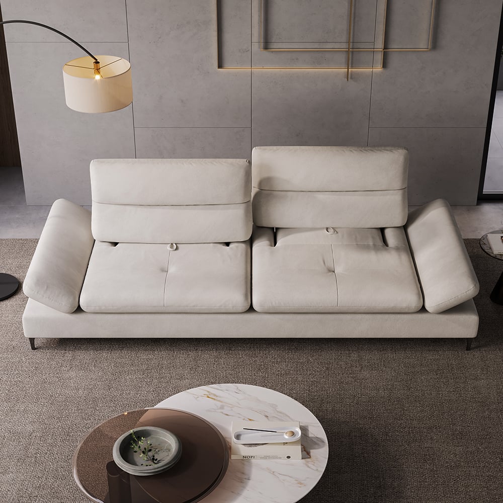 HMR - 112.2" Modern Velvet Extra Deep Seat 4 Seater Sofa with Adjustable Armrest & Backrest