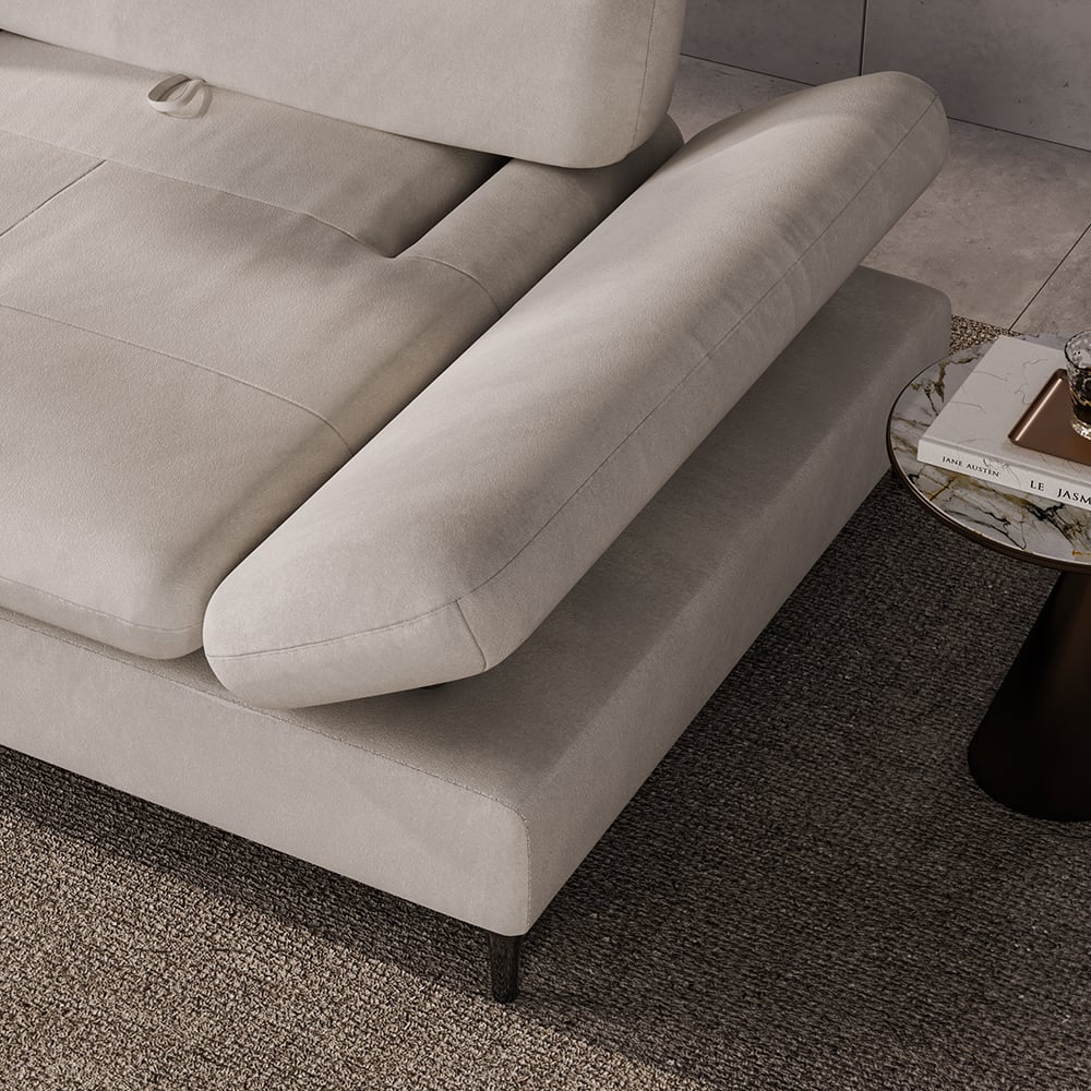 HMR - 112.2" Modern Velvet Extra Deep Seat 4 Seater Sofa with Adjustable Armrest & Backrest