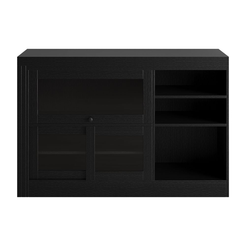 HMR Farmhouse Extendable Wood Sideboards and Cabinets with Ample Storage - Black