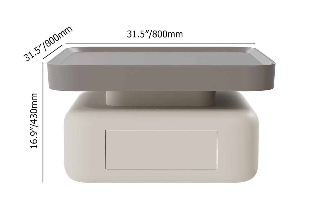 HMR - Solid Coffee Table with 2 Drawers Storage Square Living Room