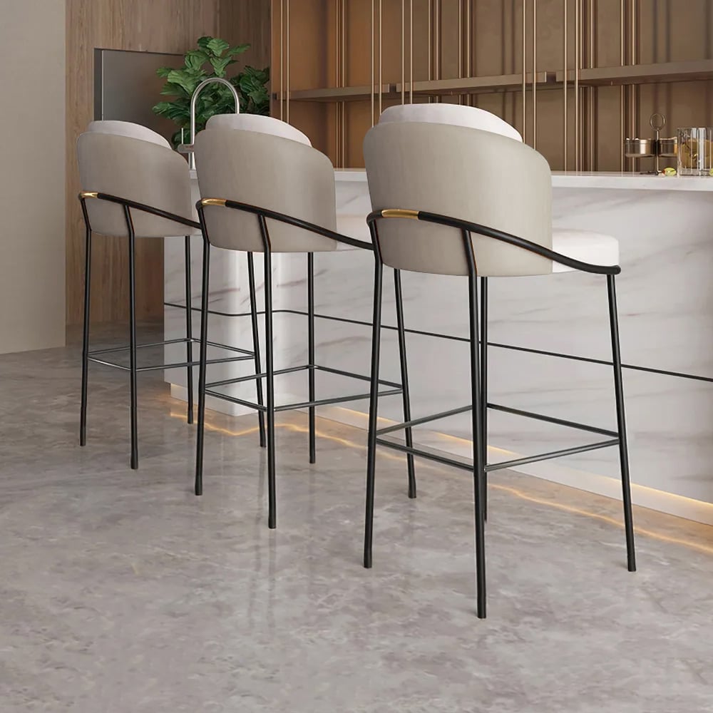 HMR Linenic Series Modern PU Leather Bar Stools - Gray, 20.9"L x 20.9"W x 41.3"H, 2-Pieces