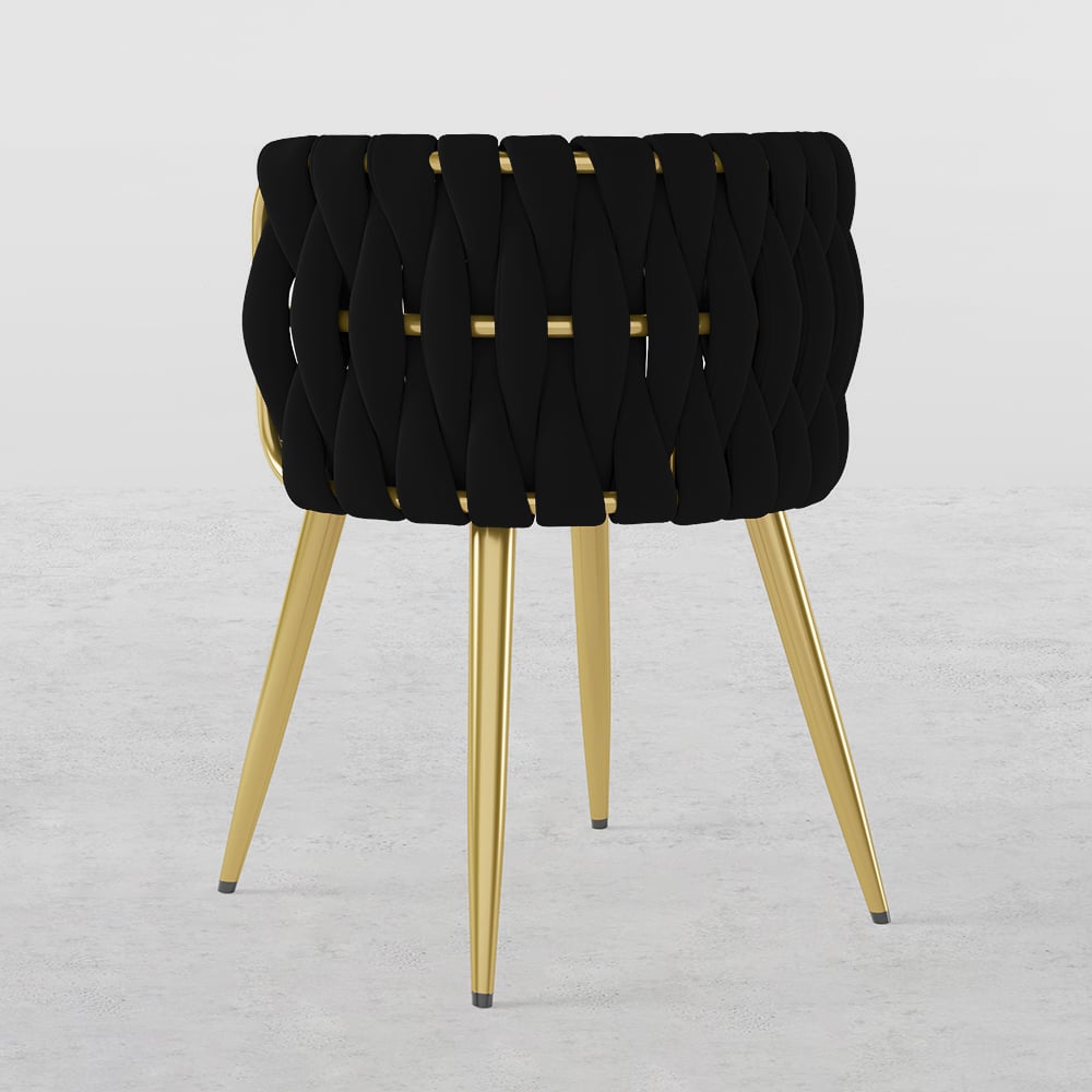 HMR Sweave Nordic Barrel Dining Chair with Velvet Upholstery - Black