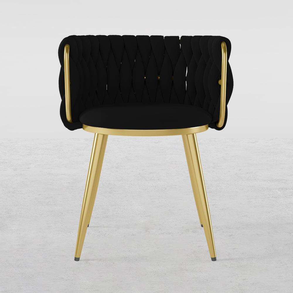 HMR Sweave Nordic Barrel Dining Chair with Velvet Upholstery - Black