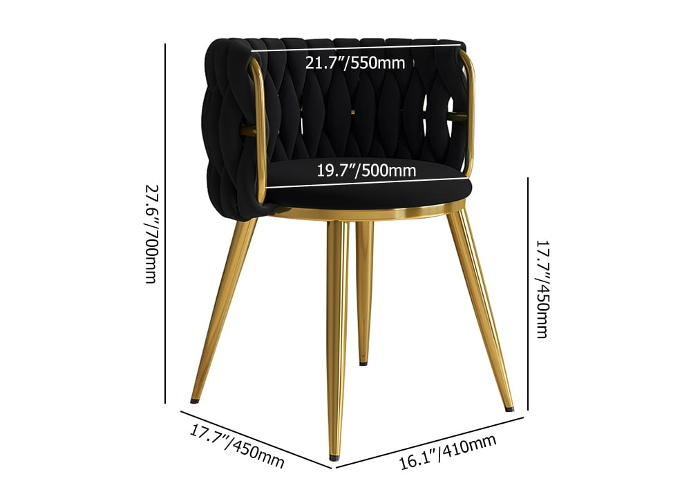 HMR Sweave Nordic Barrel Dining Chair with Velvet Upholstery - Black