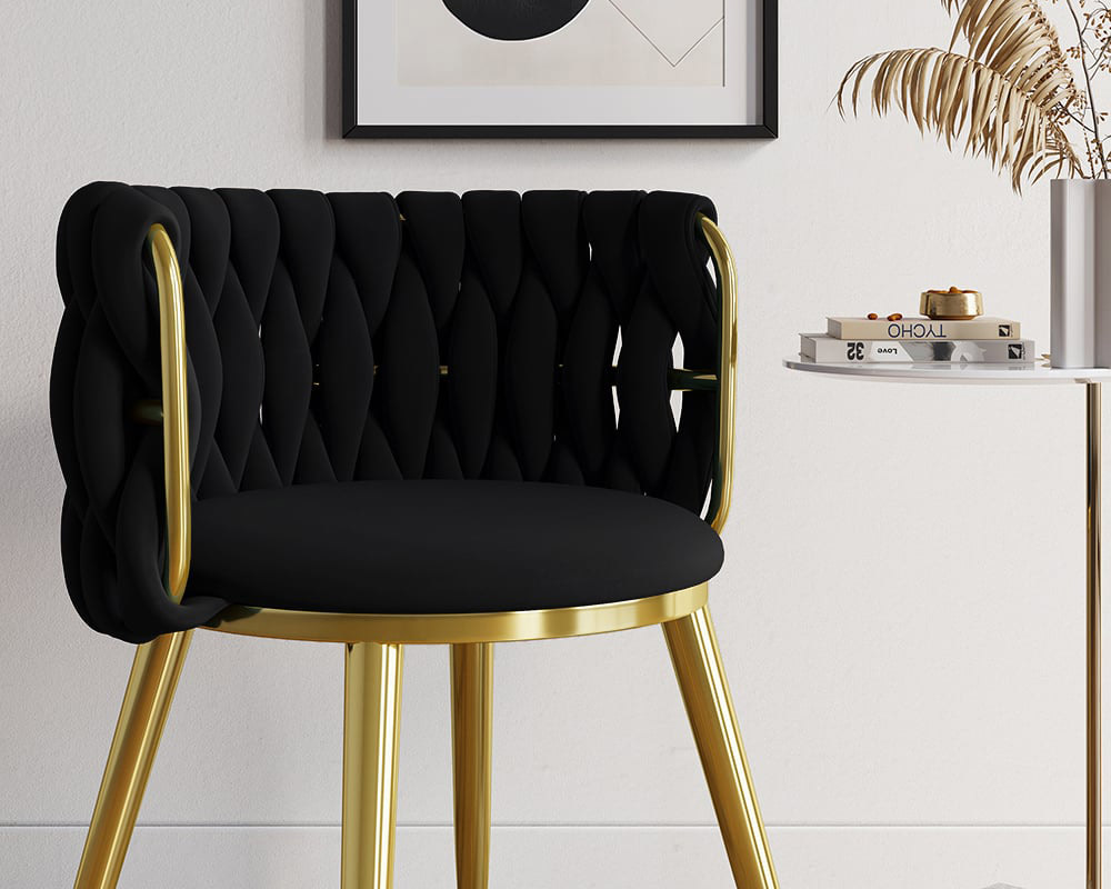 HMR Sweave Nordic Barrel Dining Chair with Velvet Upholstery (Set of 8) - Black