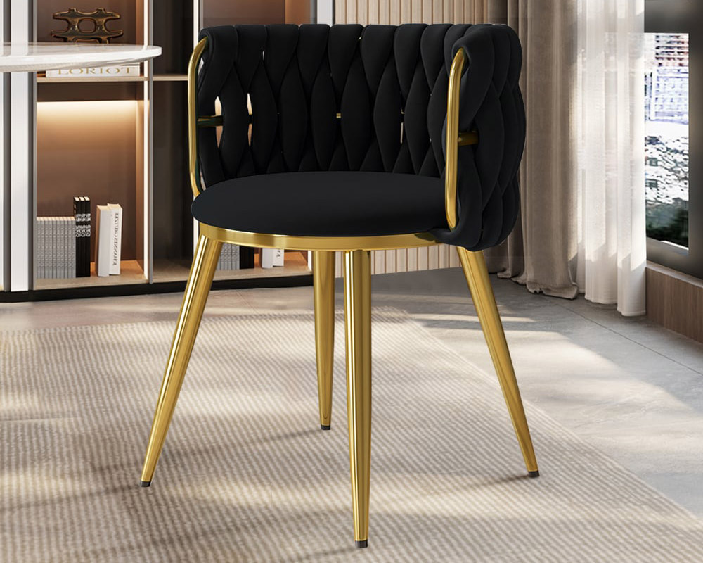 HMR Sweave Nordic Barrel Dining Chair with Velvet Upholstery (Set of 8) - Black