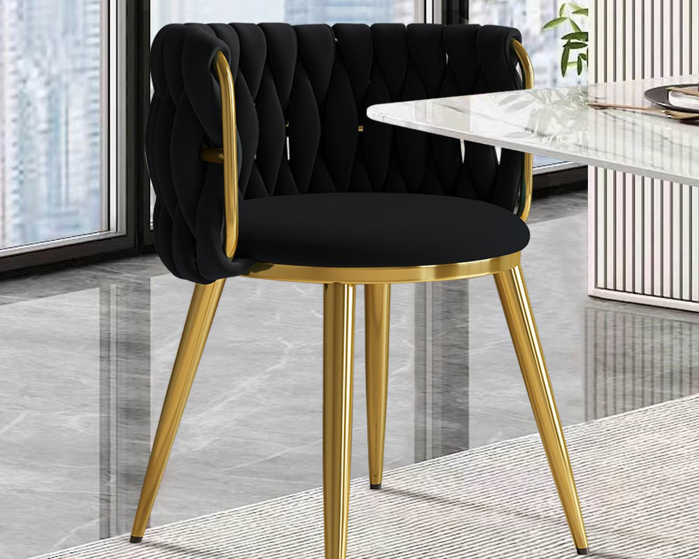 HMR Sweave Nordic Barrel Dining Chair with Velvet Upholstery (Set of 8) - Black