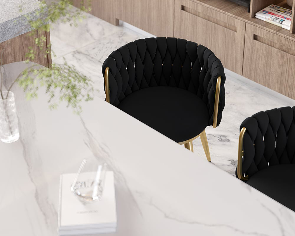 HMR Sweave Nordic Barrel Dining Chair with Velvet Upholstery (Set of 8) - Black