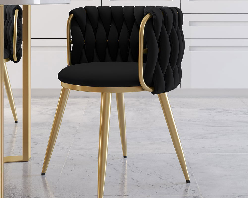 HMR Sweave Nordic Barrel Dining Chair with Velvet Upholstery (Set of 8) - Black