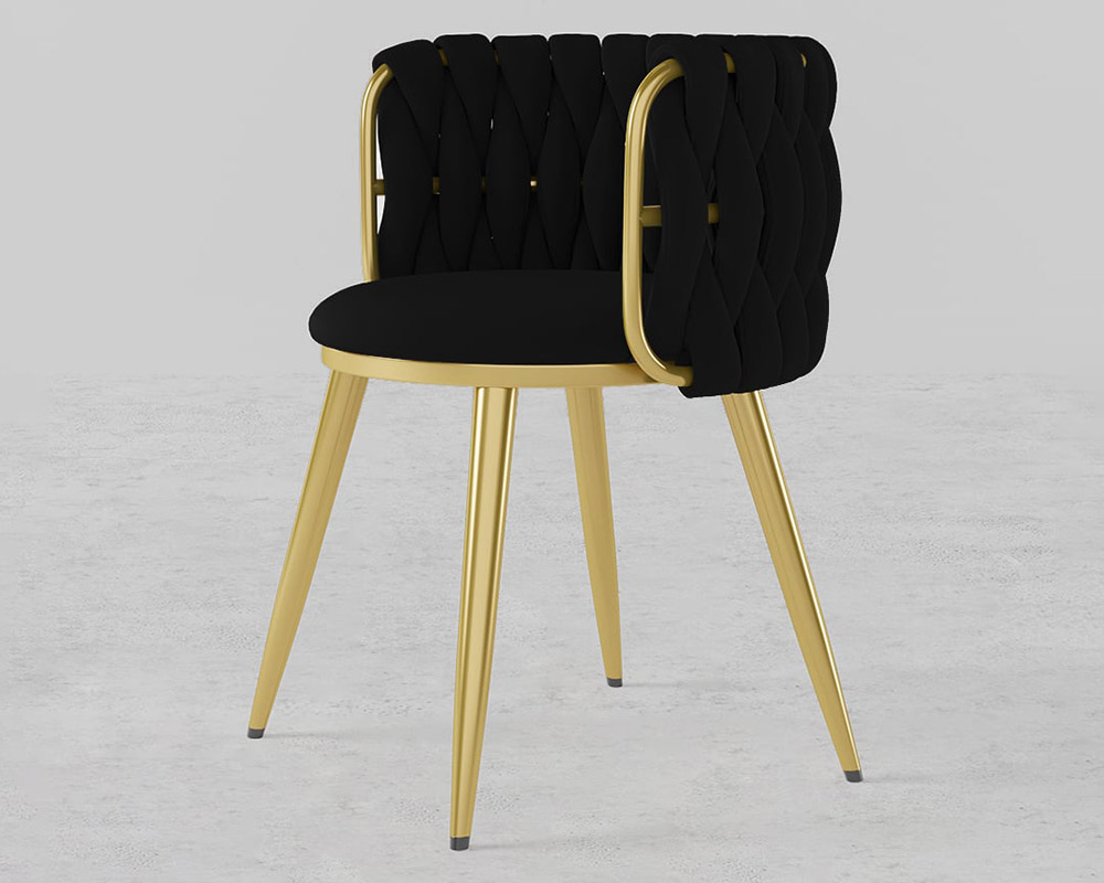 HMR Sweave Nordic Barrel Dining Chair with Velvet Upholstery (Set of 8) - Black