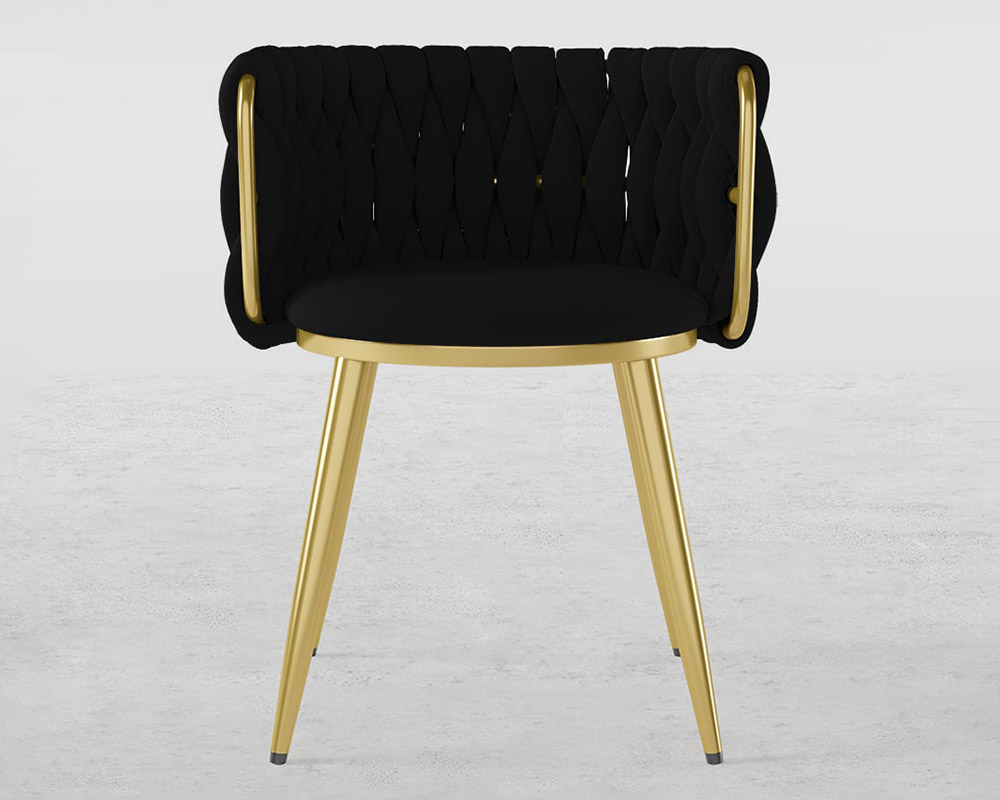 HMR Sweave Nordic Barrel Dining Chair with Velvet Upholstery (Set of 8) - Black