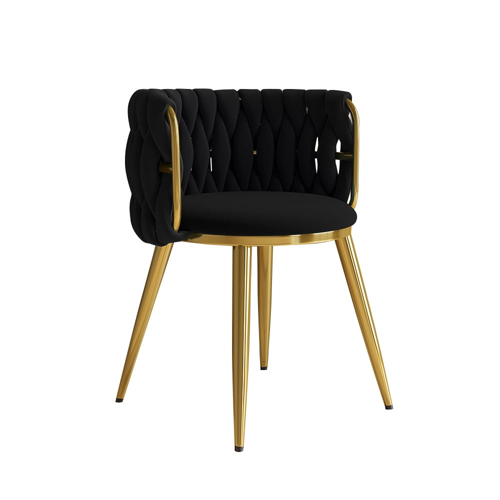 HMR Sweave Nordic Barrel Dining Chair with Velvet Upholstery (Set of 8) - Black