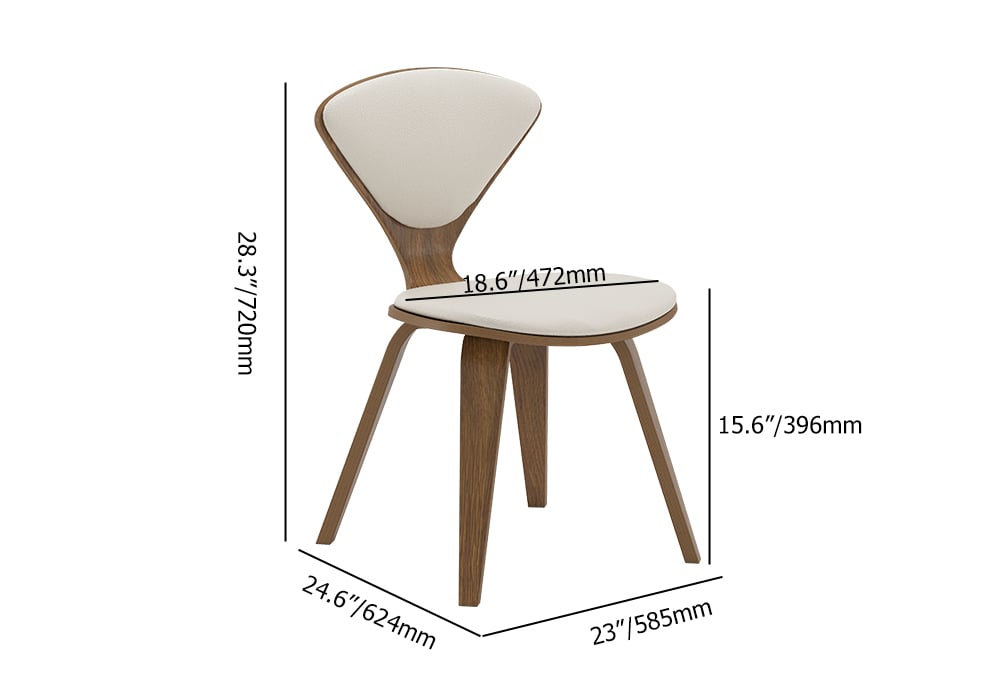 HMR Mid-Century Modern Dining Chairs PU Leather Upholstery Walnut & White - Set of 4