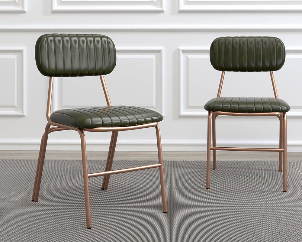 HMR Modern Dining Chairs with Faux Leather Upholstery (Set of 4) - Green