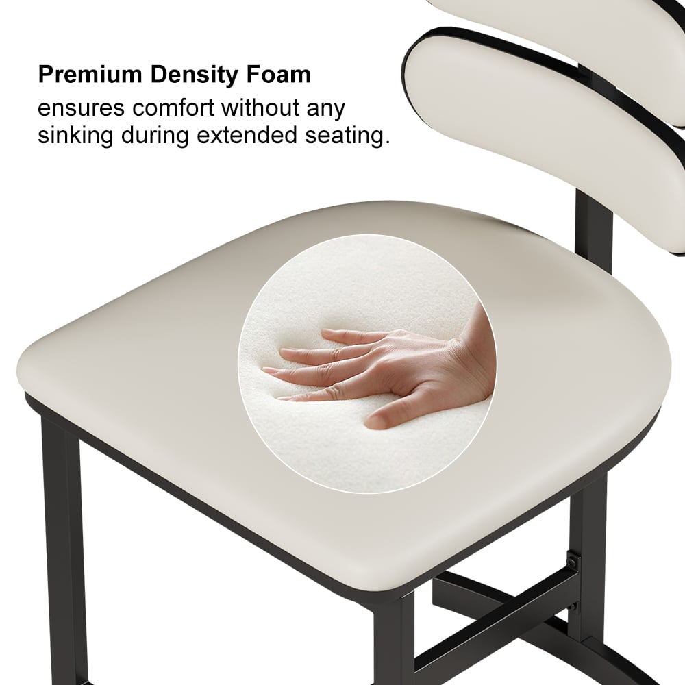 HMR Modern Wood Dining Chairs with PU Leather - White, Faux Leather, 6-Pieces