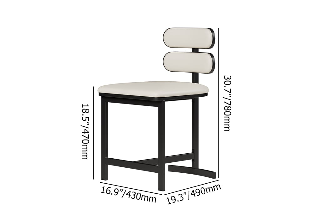 HMR Modern Wood Dining Chairs with PU Leather - White, Faux Leather, 6-Pieces