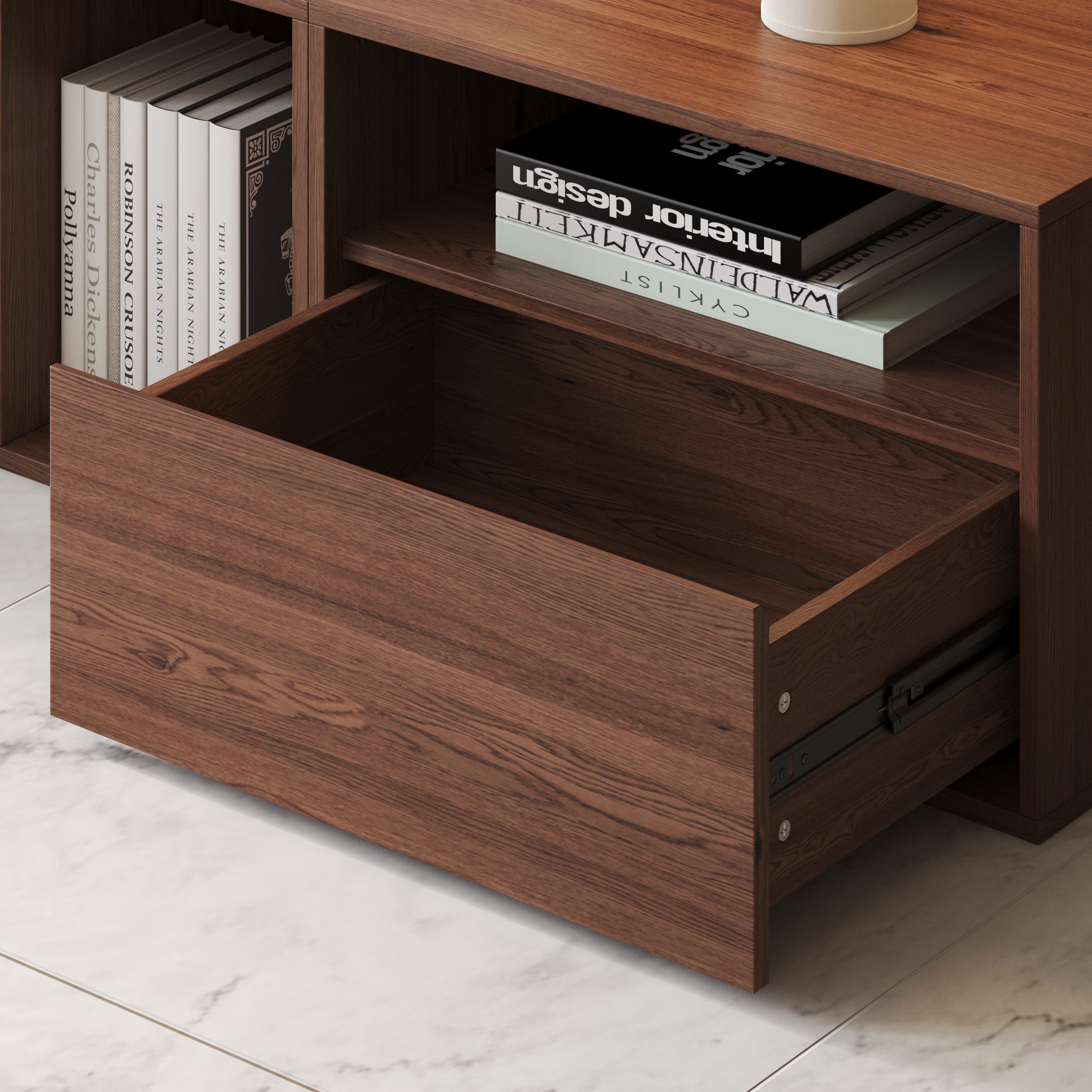 HMR - 94.5" Walnut Modular TV Stand with Storage