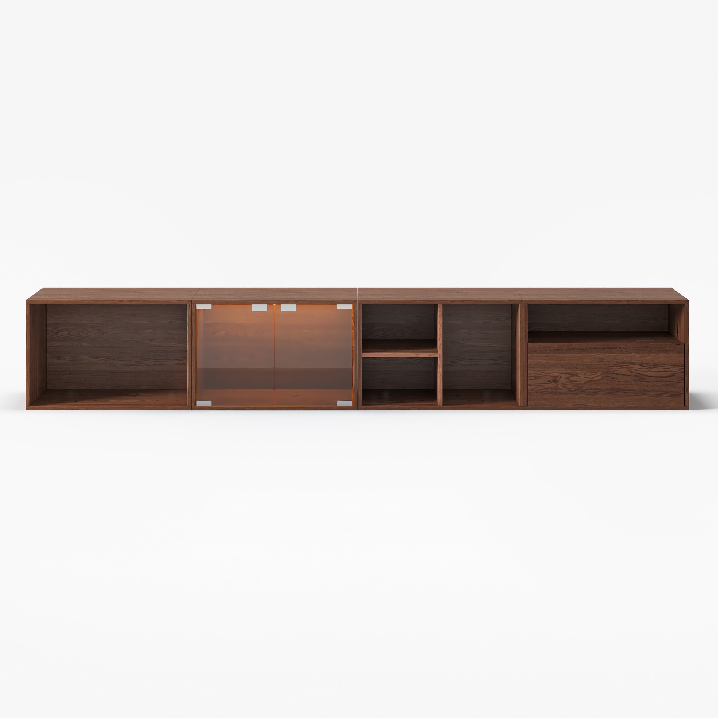 HMR - 94.5" Walnut Modular TV Stand with Storage