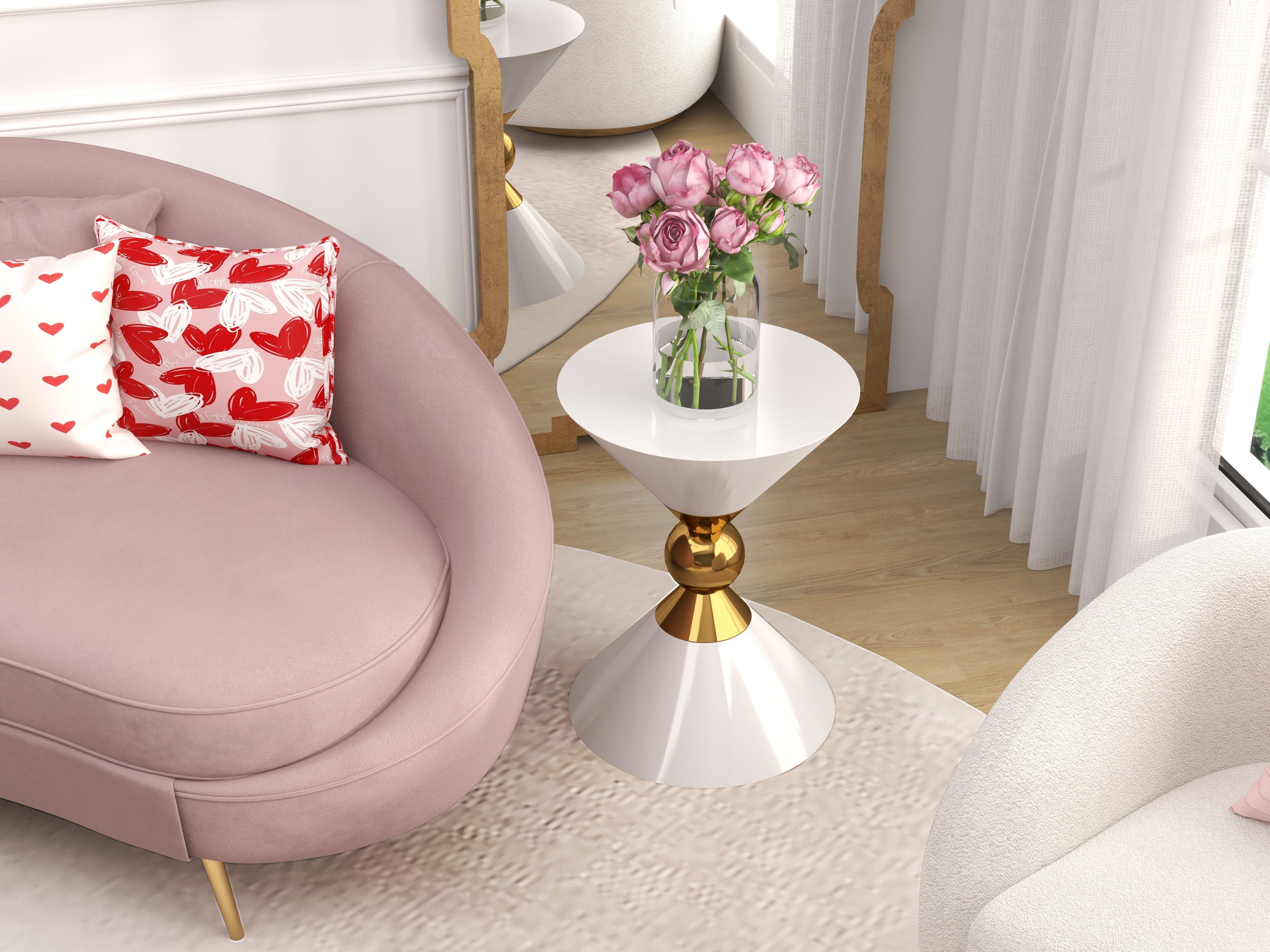 HMR - Modern White Swivel Accent Chair Cloud Boucle Lounge Chair