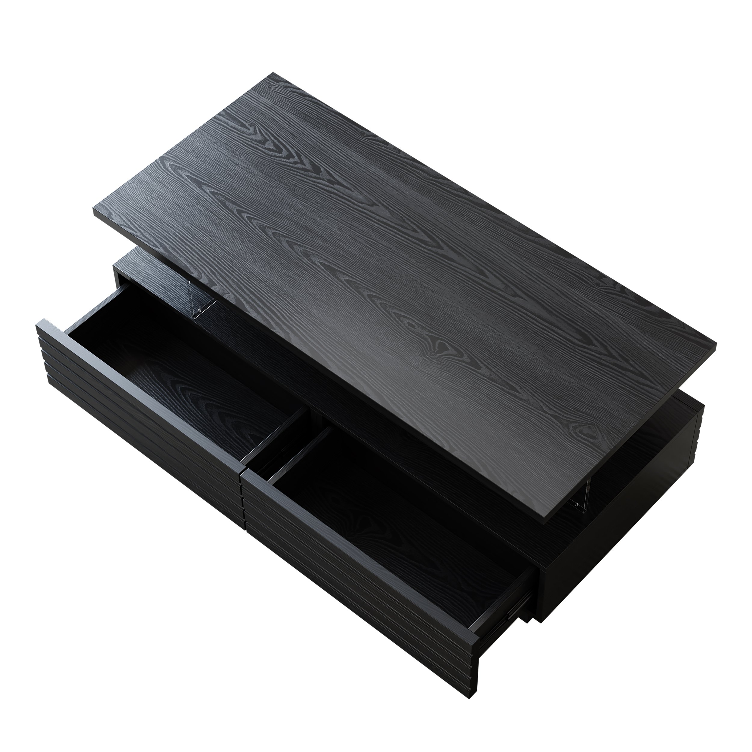 HMR - Lumoe 47" Modern Black Rectangular Acrylic LED Lights Coffee Table with Storage