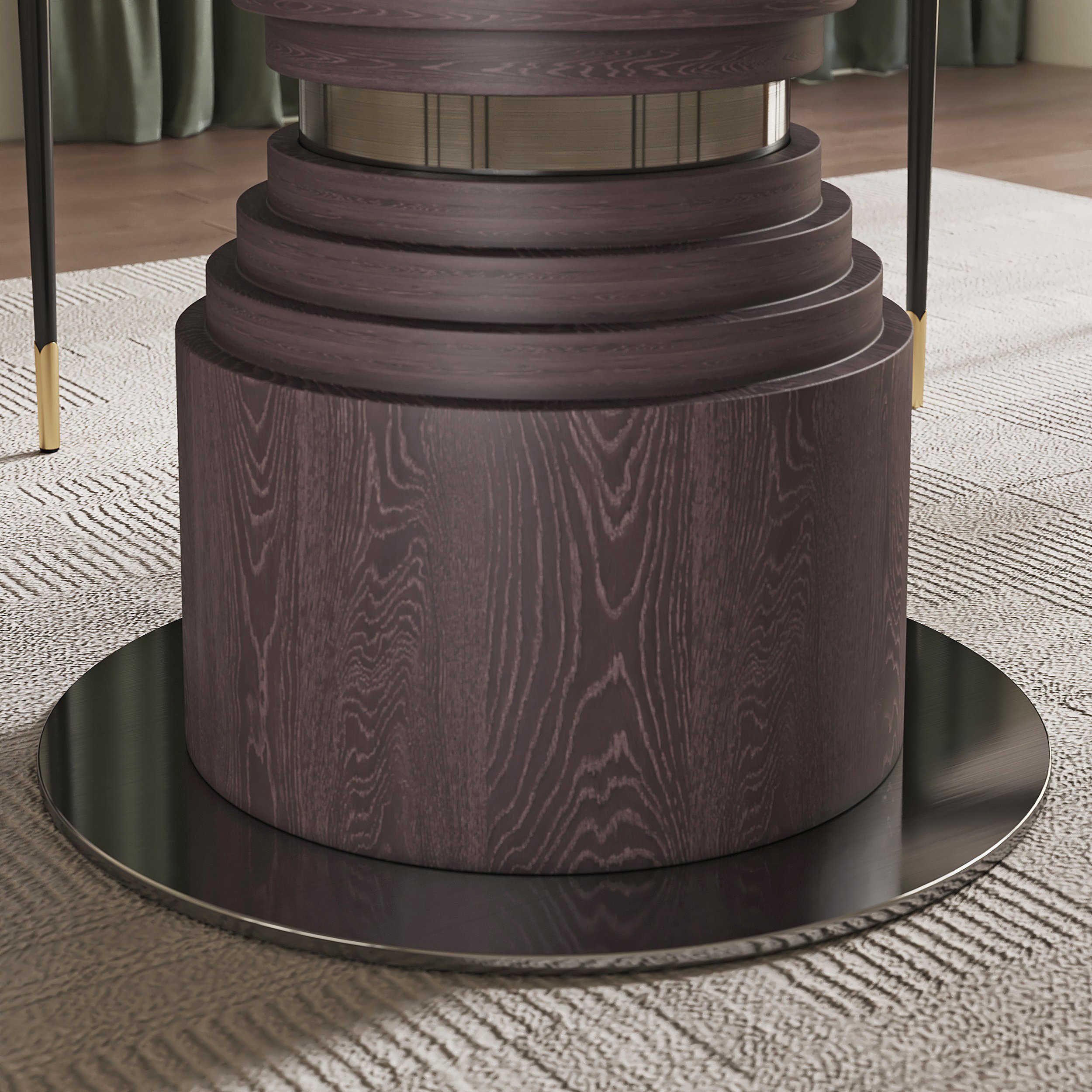 HMR - 53.5'' Modern Round Faux Marble Dining Table Seats 4-6 People