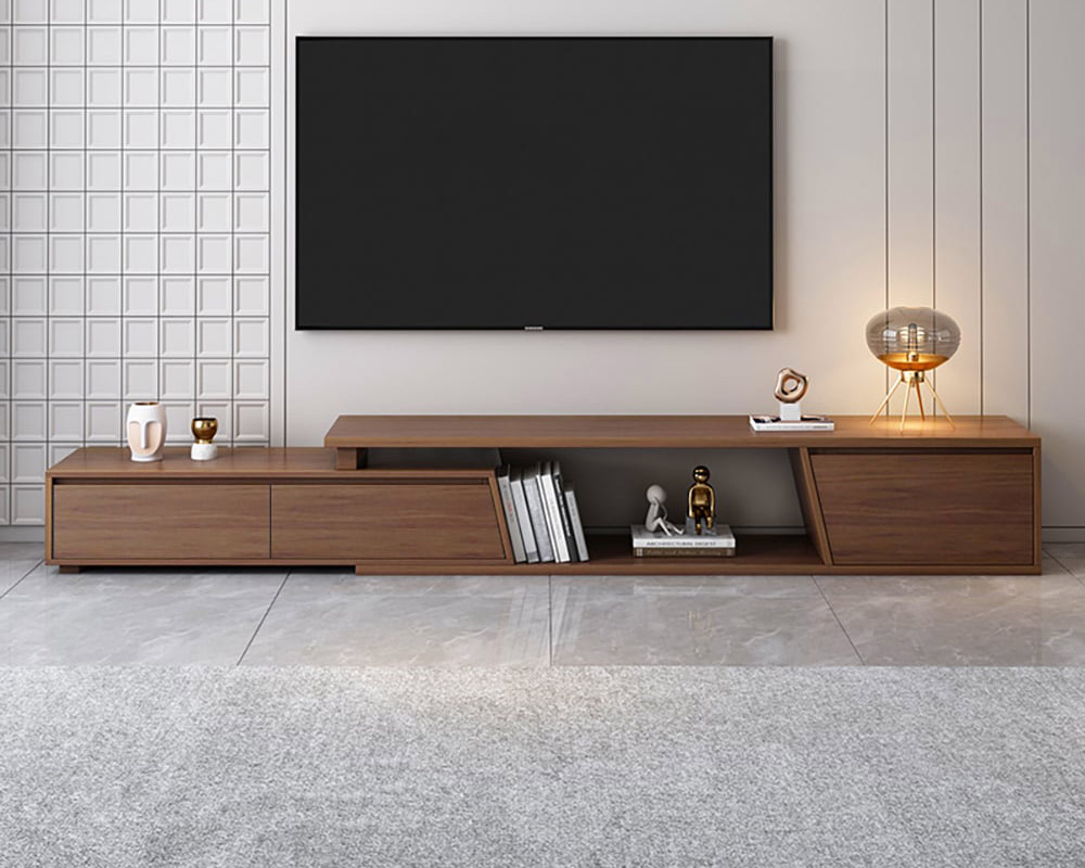 HMR Fero Extendable TV Stand & Nesting Coffee Table Set - Walnut, 70.9"W x 15.7"D x 15.7"H, Style A