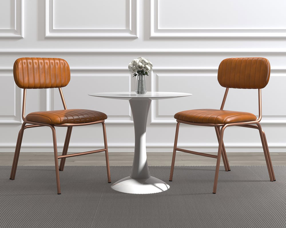 HMR Modern Dining Chairs with Faux Leather Upholstery (Set of 4) - Brown