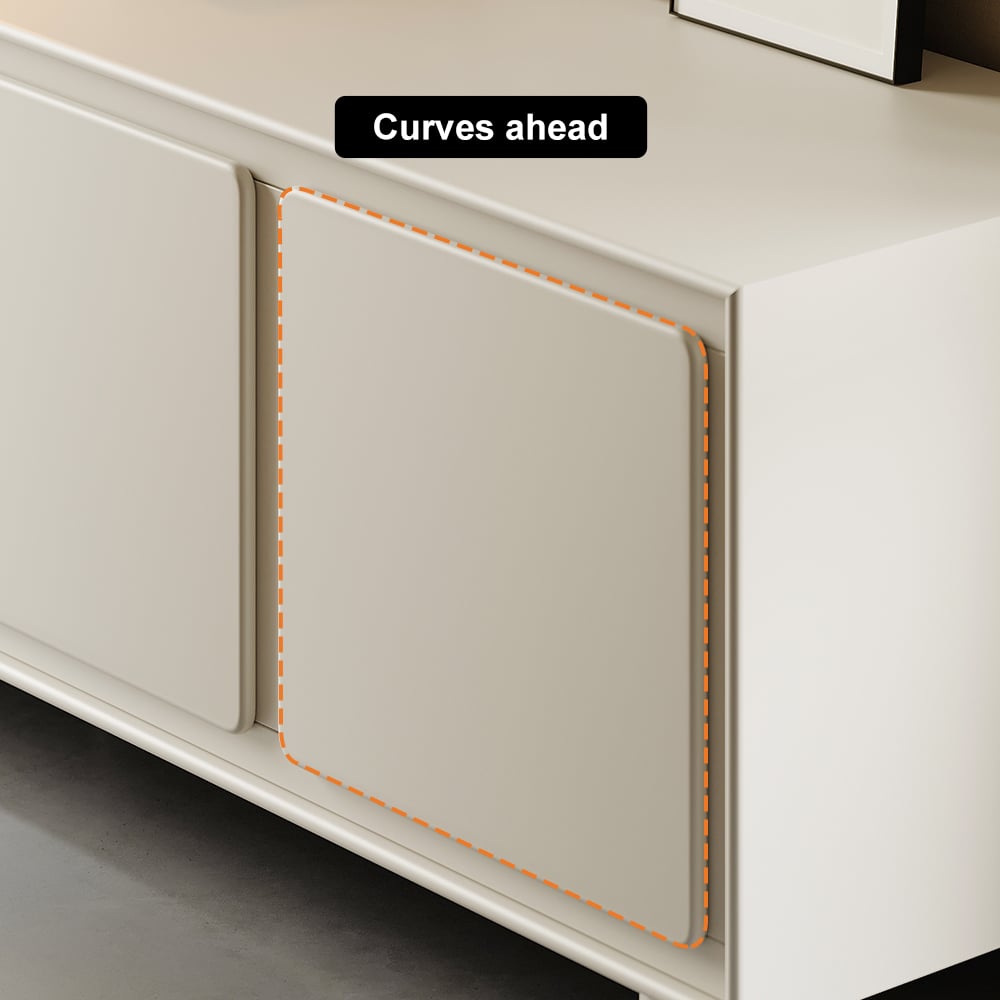 HMR - 72" Modern White Rectangle Tall TV Stand with Storage for 65 to 75 inch TV