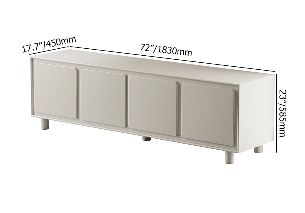 HMR - 72" Modern White Rectangle Tall TV Stand with Storage for 65 to 75 inch TV