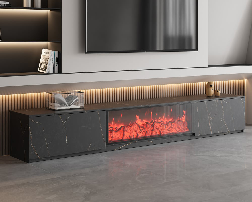 HMR - Electric Fireplace TV Stand with 2 Drawers