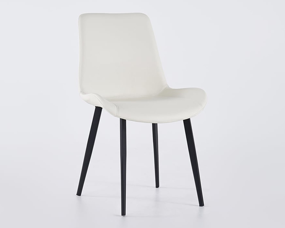 HMR Linesly Series Modern Dining Chairs with PU Leather Upholstery (Set of 2) - White