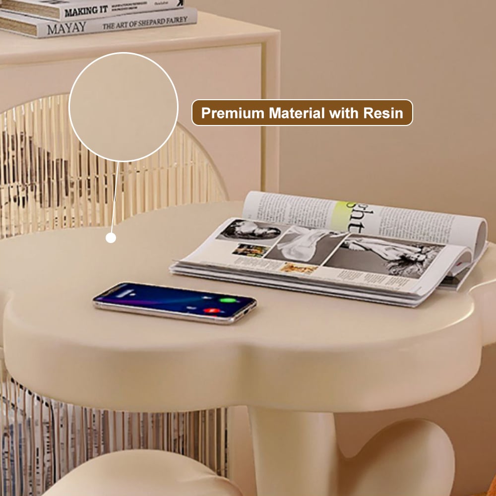 HMR - Modern Multi-color Cat Side Table with Flower Shape Tabletop Resin