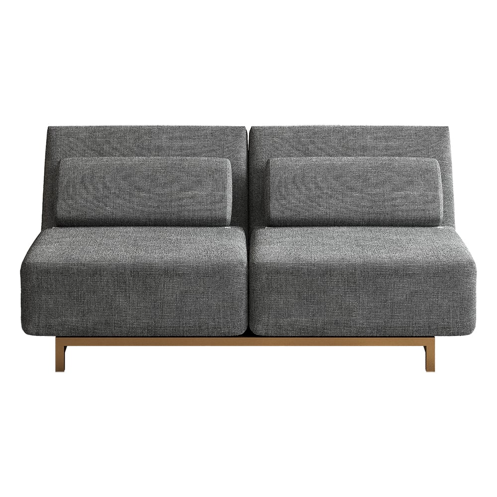 HMR 64" Queen 2-Seater Linen Convertible Futon Bed with Pillows - Gray