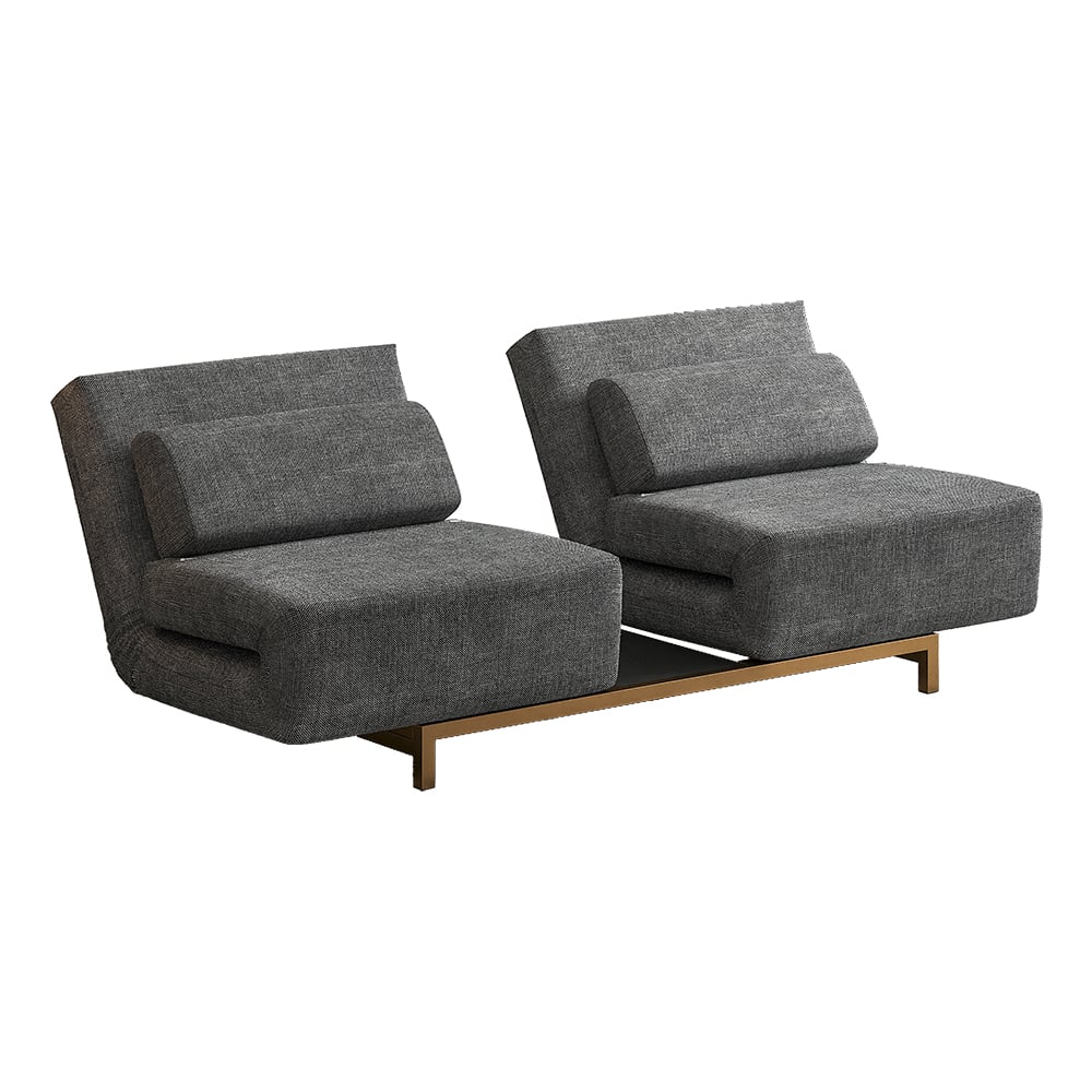 HMR 64" Queen 2-Seater Linen Convertible Futon Bed with Pillows - Gray