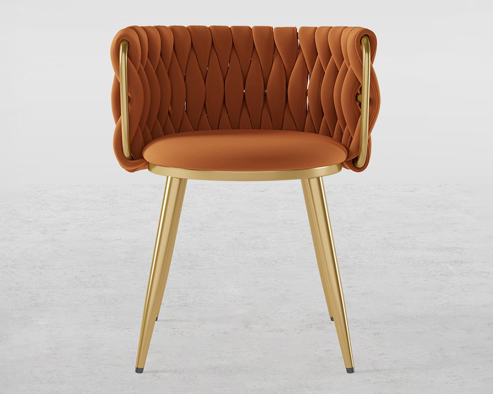 HMR Sweave Nordic Barrel Dining Chair with Velvet Upholstery (Set of 6) - Orange