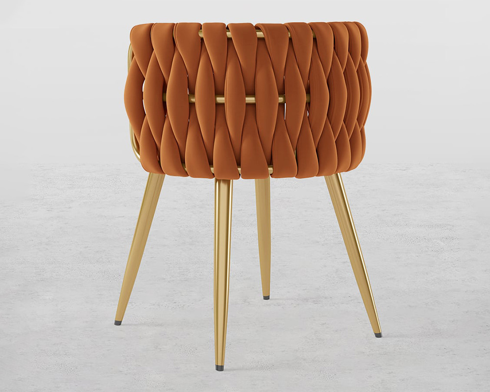 HMR Sweave Nordic Barrel Dining Chair with Velvet Upholstery (Set of 6) - Orange