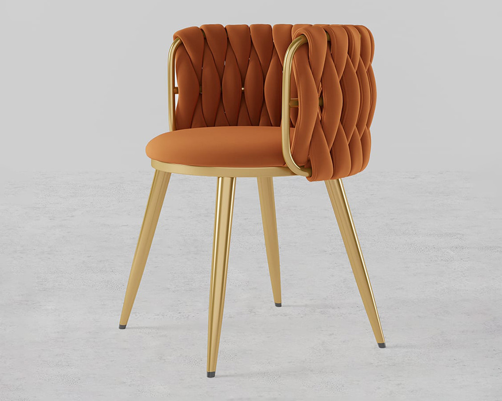 HMR Sweave Nordic Barrel Dining Chair with Velvet Upholstery (Set of 6) - Orange