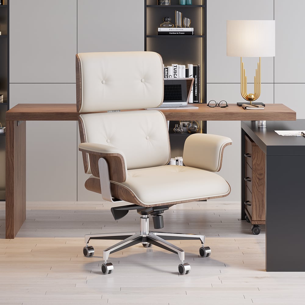 HMR - Modern Standing Computer Desk & Upholstered Swivel Task Office Chair Set (59.8" )