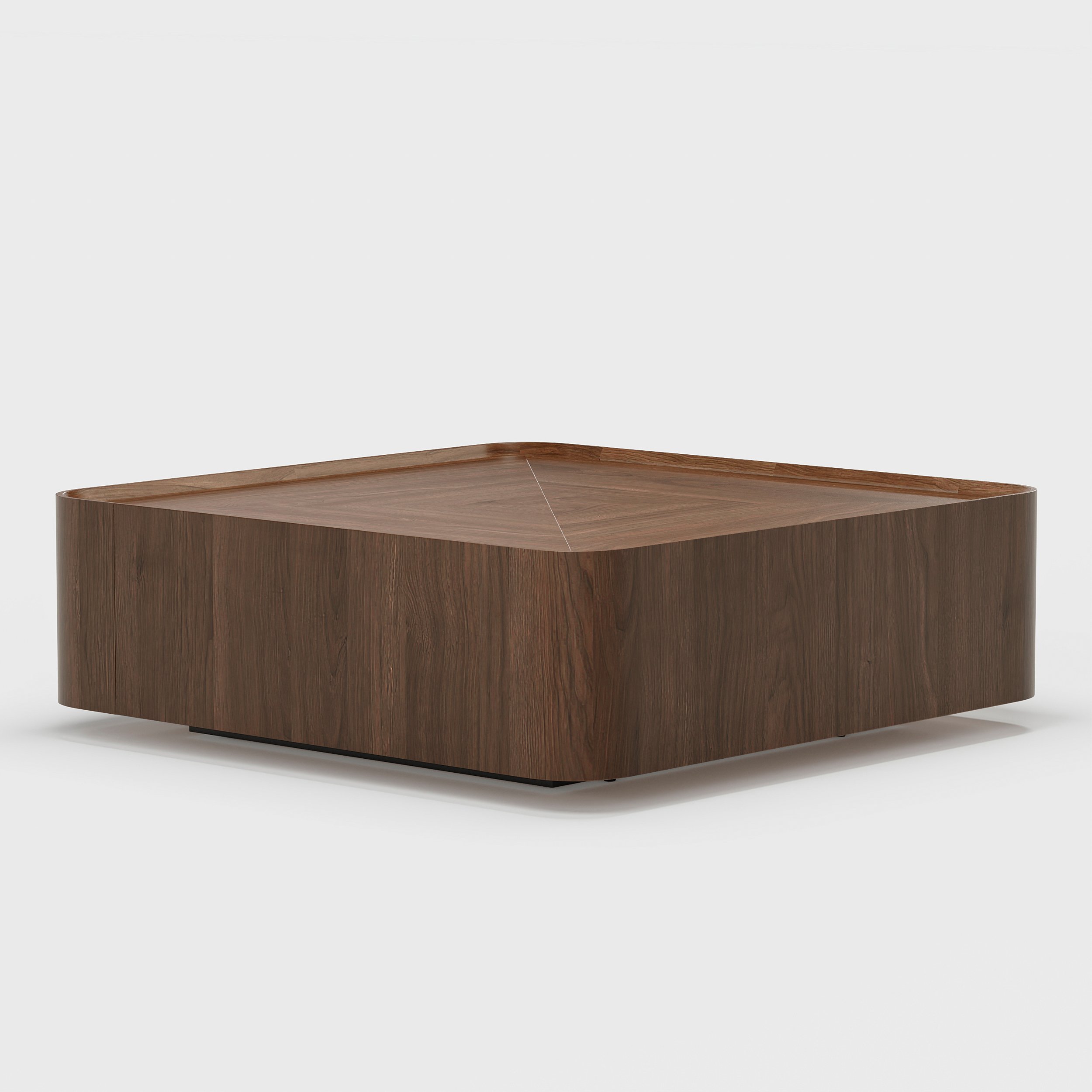 HMR - 35" Square Walnut Mid Century Coffee Table with Storage