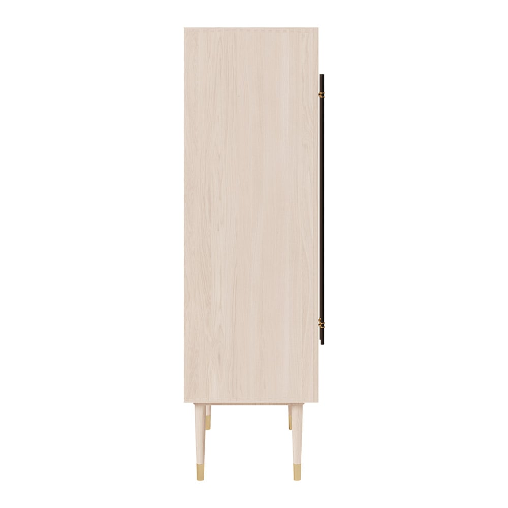 HMR Fluted Armoire Wardrobe Closet Clothing Organizer Cabinet with 2 Doors - Washed White