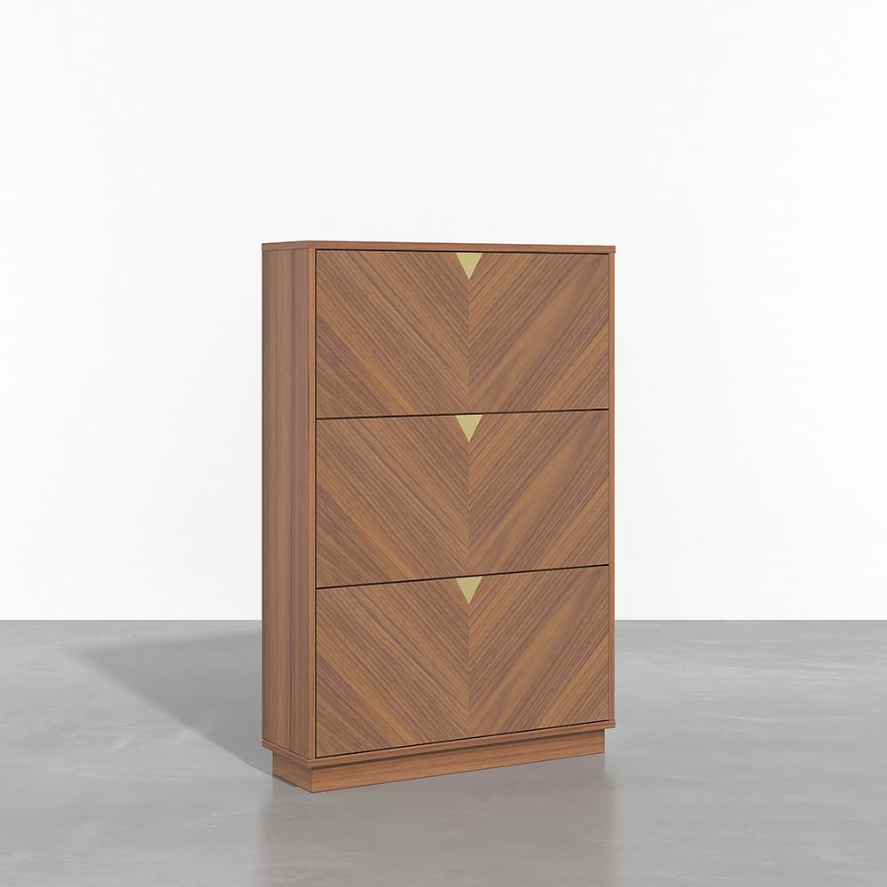 HMR - Capet Walnut Narrow Shoe Storage Cabinet with Flip Down Large Capacity up to 20 Pairs