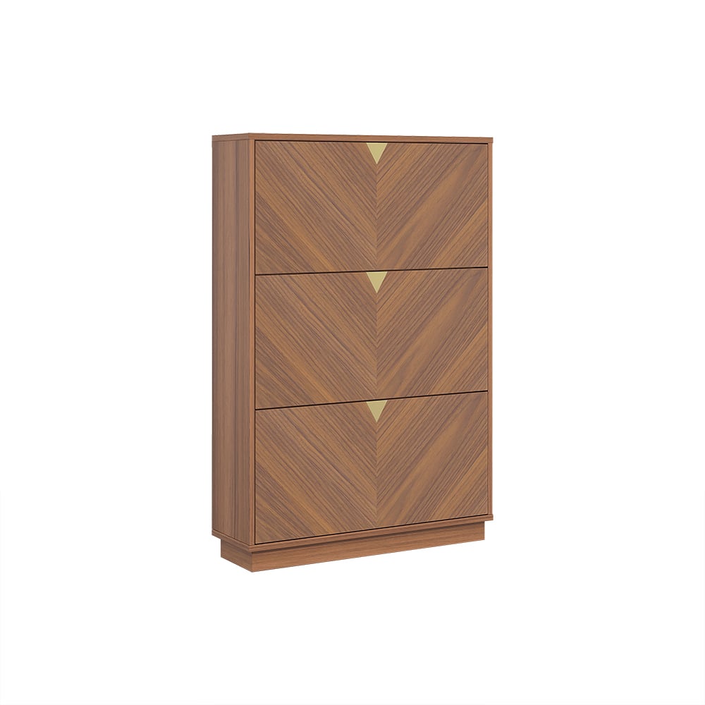 HMR - Capet Walnut Narrow Shoe Storage Cabinet with Flip Down Large Capacity up to 20 Pairs