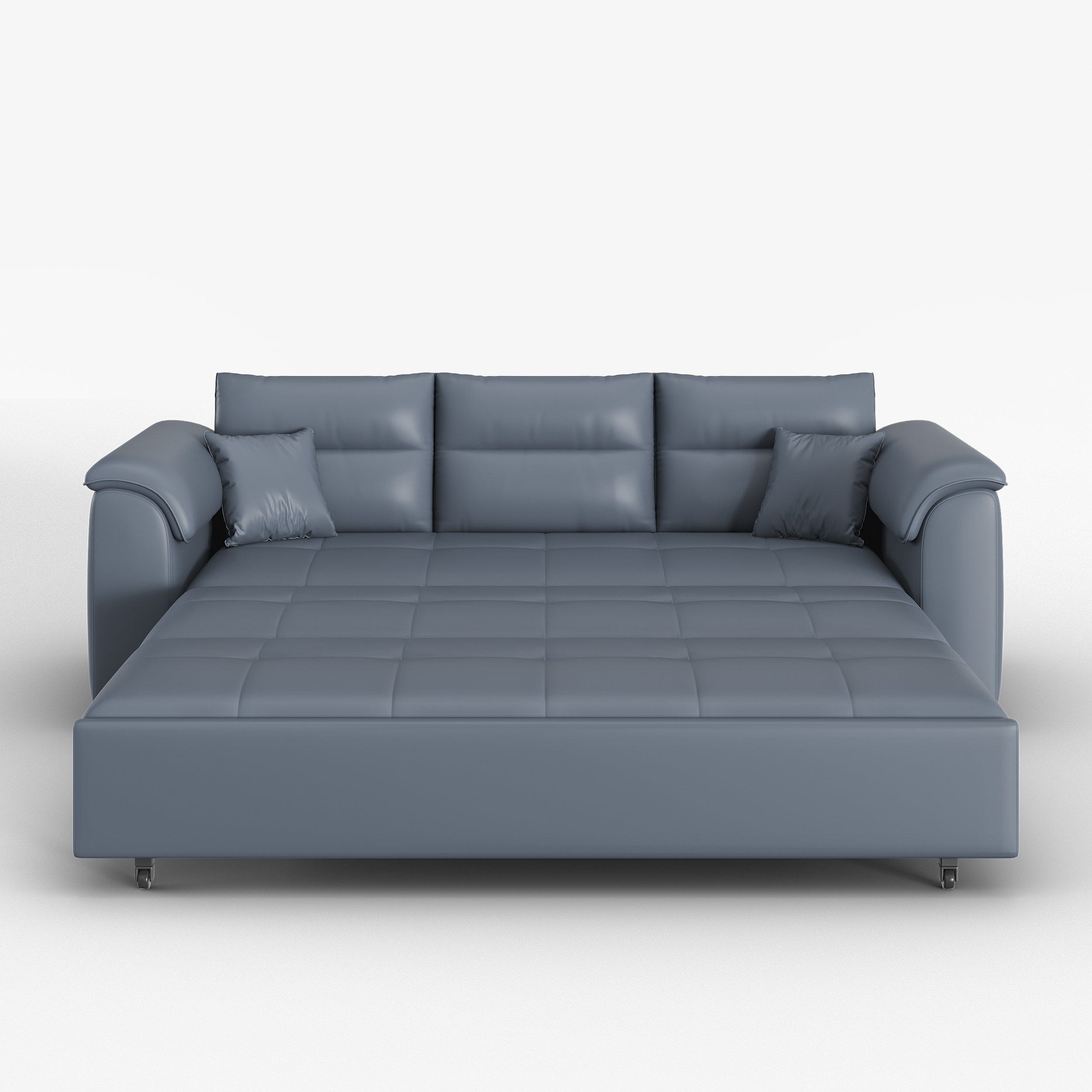 HMR Queen 2-Seater Sleeper Sofa - Deep Gray, Leath-aire