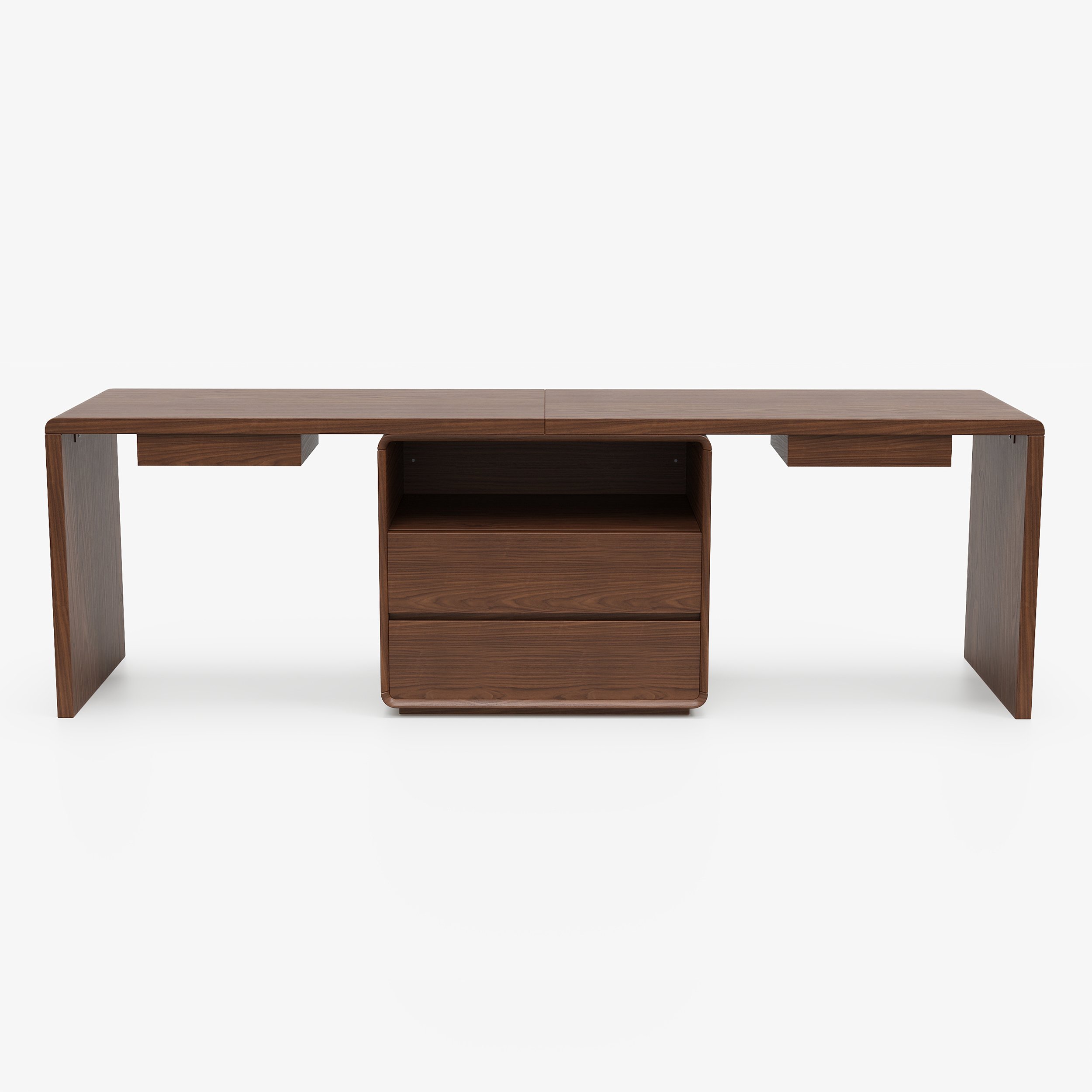 HMR 94.5" 2-Person Double Desk Modern Retangular Office Desk 4 Drawers & 1 Cabinet - Brown