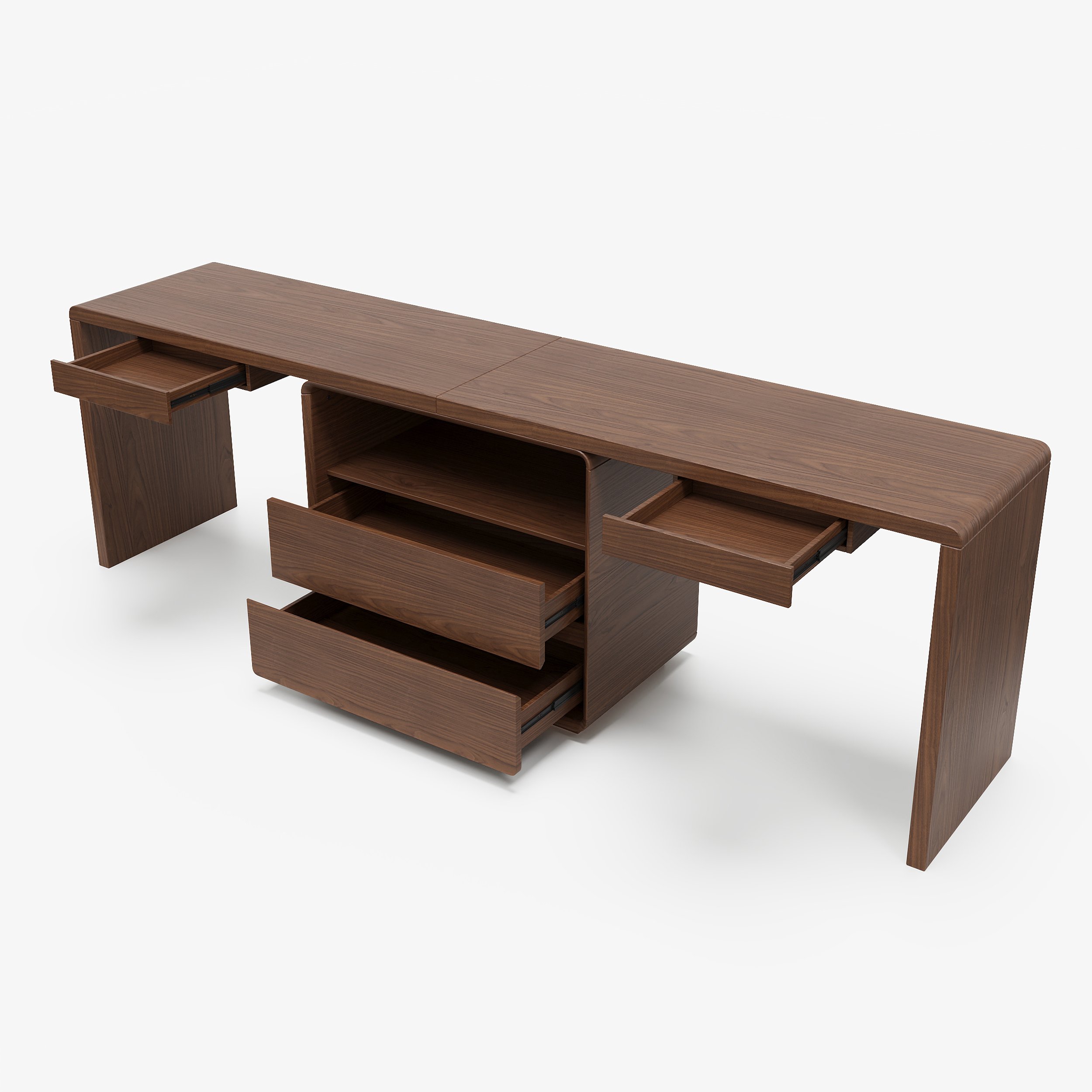 HMR 94.5" 2-Person Double Desk Modern Retangular Office Desk 4 Drawers & 1 Cabinet - Brown