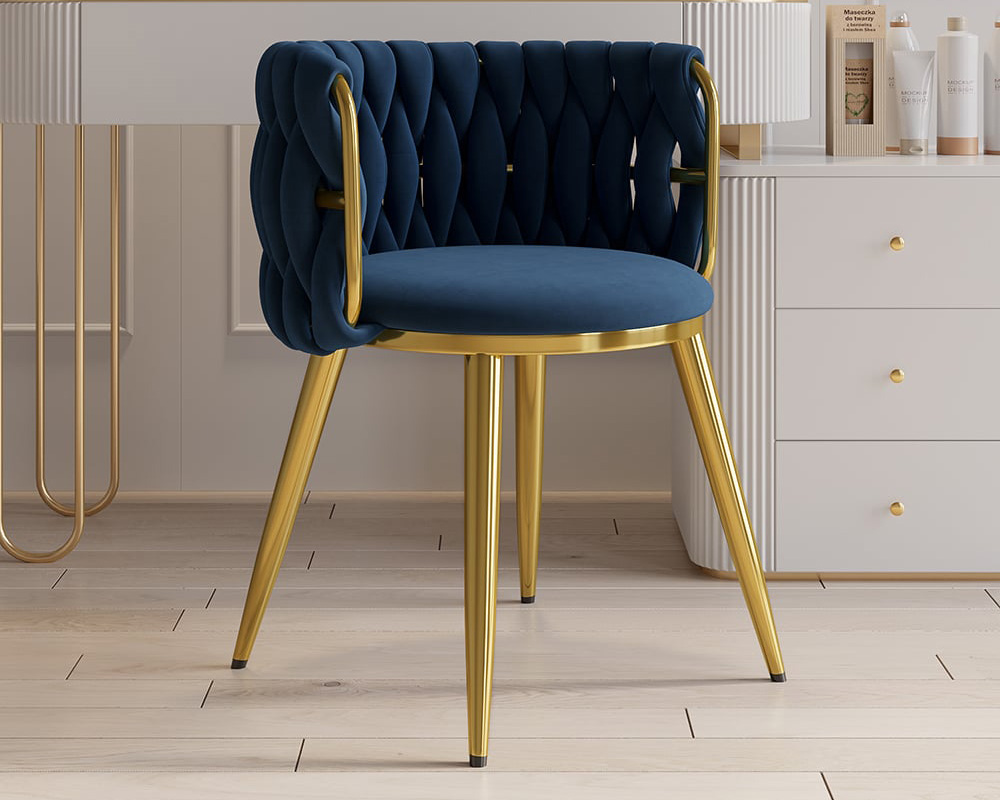 HMR Sweave Nordic Barrel Dining Chair with Velvet Upholstery (Set of 8) - Blue