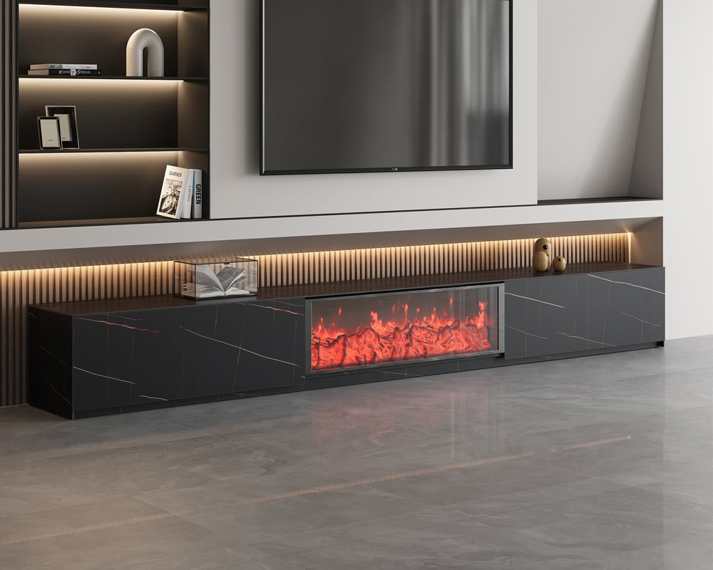 HMR - Electric Fireplace TV Stand with 2 Drawers