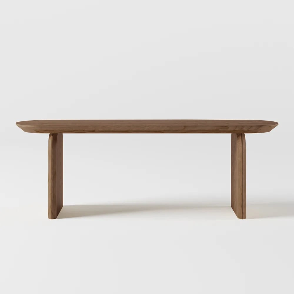 HMR Tintica Seires Japandi Oval Solid Wood Dining Bench Seats 1-2 People - Walnut, 51"